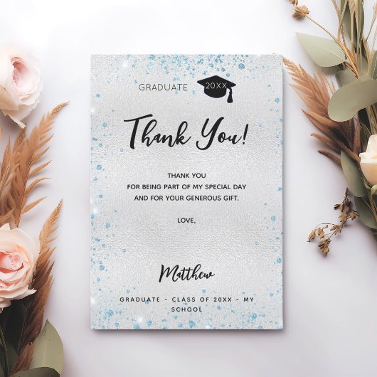 Silver Blue glitter bedankt