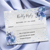Silver blue glitter-bloemenbudget bruiloft RSVP