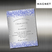 Silver blue glitter bruiloft magnet-uitnodiging