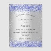 Silver blue glitter bruiloft magnet-uitnodiging (Voorkant)