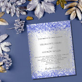 Silver blue glitter budget bruiloft-uitnodiging