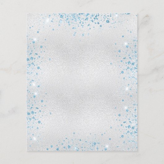 Silver blue glitter budget bruiloft-uitnodiging flyer (Achterkant)
