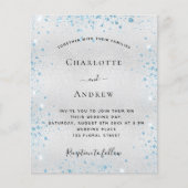 Silver blue glitter budget bruiloft-uitnodiging flyer (Voorkant)