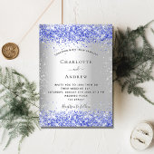 Silver blue glitter budget bruiloft-uitnodiging flyer