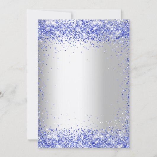 Silver blue glitter formal elegant bruiloft kaart (Achterkant)