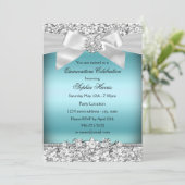 Silver Blue Glitter Jewel Bow Quinceanera Kaart (Staand voorkant)