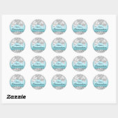Silver Blue Glitter & Jewel Bow Sticker (Vel)