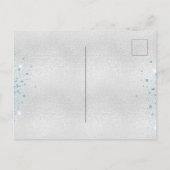 Silver blue glitter metal elegant winterbruiloft uitnodiging briefkaart (Achterkant)