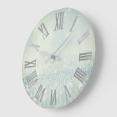 Silver Blue Glitter Minimal Metallic Roman Nummers Grote Klok (Hoek)
