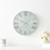 Silver Blue Glitter Minimal Metallic Roman Nummers Grote Klok (Huis)