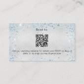 Silver blue glitter trouwwebsite RSVP QR-code Informatiekaartje (Achterkant)