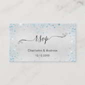 Silver blue glitter trouwwebsite RSVP QR-code Informatiekaartje (Voorkant)