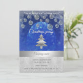 Silver-blue glittery Enterprise-kerstparty Kaart (Staand voorkant)