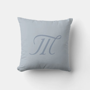 Silver Blue Grey Chic Calming Monogram Pillow Kussen