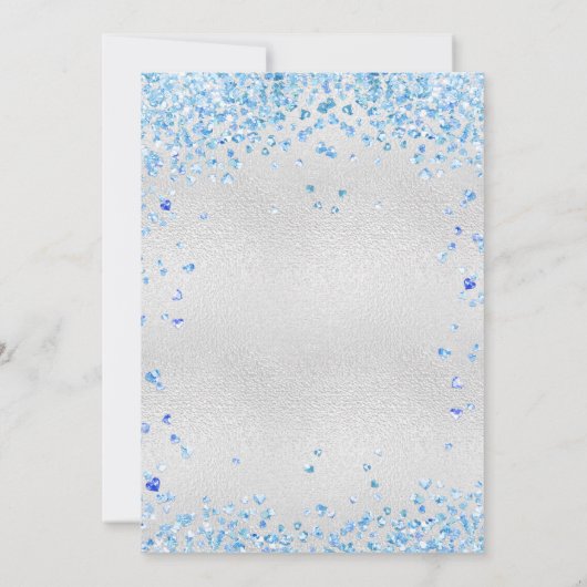 Silver blue hararts budget bruiloft-uitnodiging kaart (Achterkant)