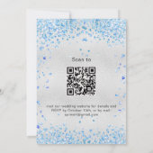 Silver blue harten QR code RSVP bruiloft Kaart (Achterkant)