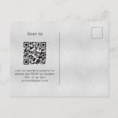 Silver blue harten QR code RSVP bruiloft Uitnodiging Briefkaart (Achterkant)