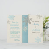 Silver Blue Ivory Snowflake Winter Wedding Program (Staand voorkant)