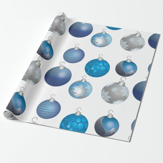 Silver Blue kerstcadeautje met blauw kerstcadeautj Cadeaupapier (Uitgerold)