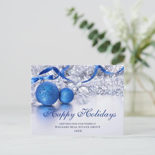 Silver Blue-kerstsierbegroet Briefkaart (Staand voorkant)