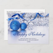 Silver Blue-kerstsierbegroet Briefkaart (Voorkant / Achterkant)