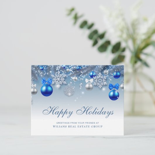 Silver Blue-kerstsierbegroet Feestdagenkaart (Staand voorkant)