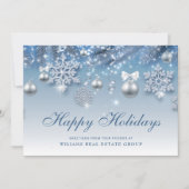 Silver Blue-kerstsierbegroet Feestdagenkaart (Voorkant)