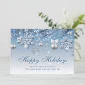 Silver Blue-kerstsierbegroet Feestdagenkaart (Staand voorkant)