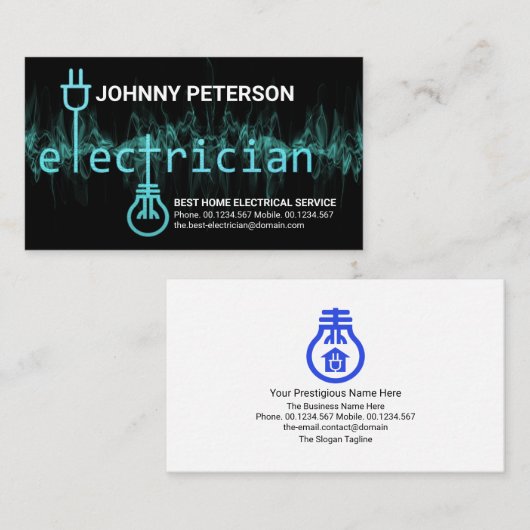 Silver Blue Lightning Electricia-signaalcircuit Visitekaartje (Voorkant / Achterkant)