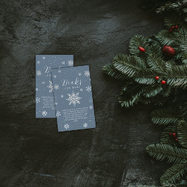 Silver Blue Magical Snowflake Books Baby Shower  Informatiekaartje