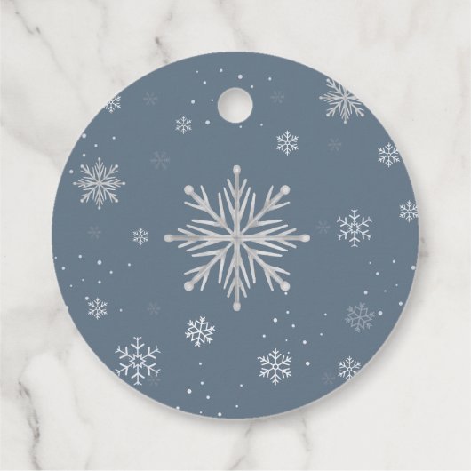 Silver Blue Magical Winter Snowflake Baby Shower  Bedankjes Labels (Achterkant)