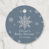 Silver Blue Magical Winter Snowflake Baby Shower  Bedankjes Labels (Voorkant)