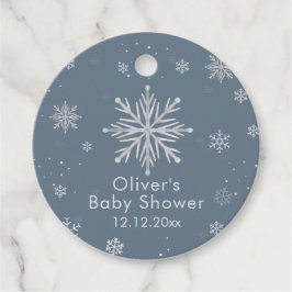 Silver Blue Magical Winter Snowflake Baby Shower  Bedankjes Labels