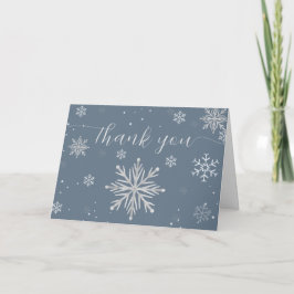 Silver Blue Magical Winter Snowflake Baby Shower  Bedankkaart