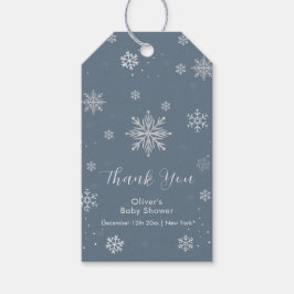 Silver Blue Magical Winter Snowflake Baby Shower  Cadeaulabel