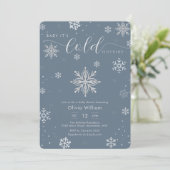 Silver Blue Magical Winter Snowflake Baby Shower  Kaart (Staand voorkant)