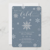 Silver Blue Magical Winter Snowflake Baby Shower  Kaart (Voorkant)