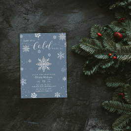 Silver Blue Magical Winter Snowflake Baby Shower  Kaart