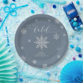 Silver Blue Magical Winter Snowflake Baby Shower Papieren Bordje (Feest)
