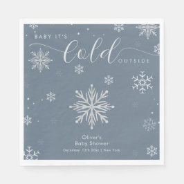 Silver Blue Magical Winter Snowflake Baby Shower  Servet