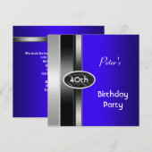 Silver Blue Mannen 40th Birthday Party Man Kaart (Voorkant / Achterkant)