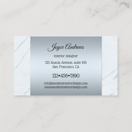 Silver Blue Marble Interior Design Visitekaartje (Achterkant)