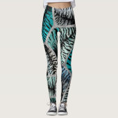 Silver Blue Marbles Tiger Faux Cells Leggings (Voorkant)