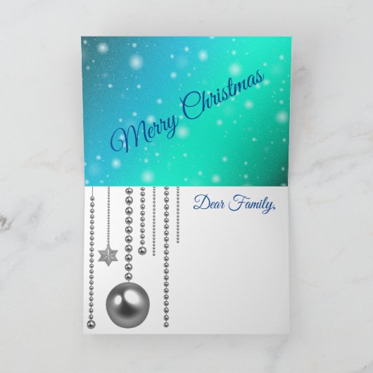 Silver Blue Merry kerst Kaart (Binnen)
