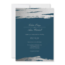 Silver & Blue Modern Abstracte Elegant Faux Folie