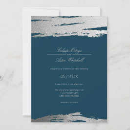 Silver & Blue Modern Abstracte Elegant Faux Folie Kaart