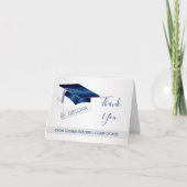 Silver blue mortar, diploma afstuderen Dank u Bedankkaart (Voorkant)