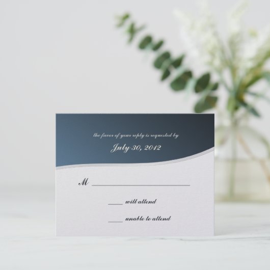 Silver Blue Music Bar Mitzvah/ Response Kaart (Staand voorkant)