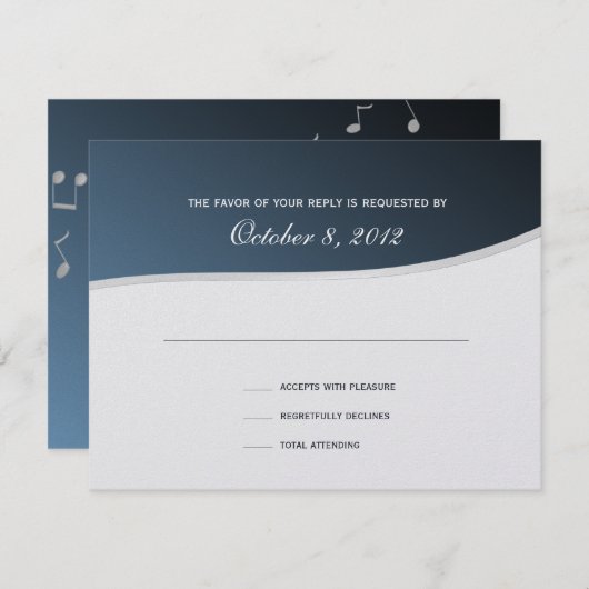Silver Blue Music Response-Kaart RSVP Kaartje (Voorkant / Achterkant)