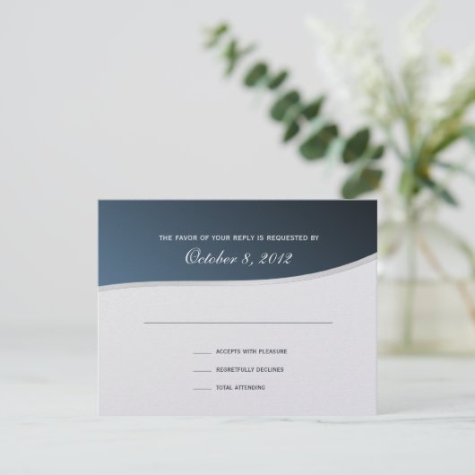 Silver Blue Music Response-Kaart RSVP Kaartje (Staand voorkant)